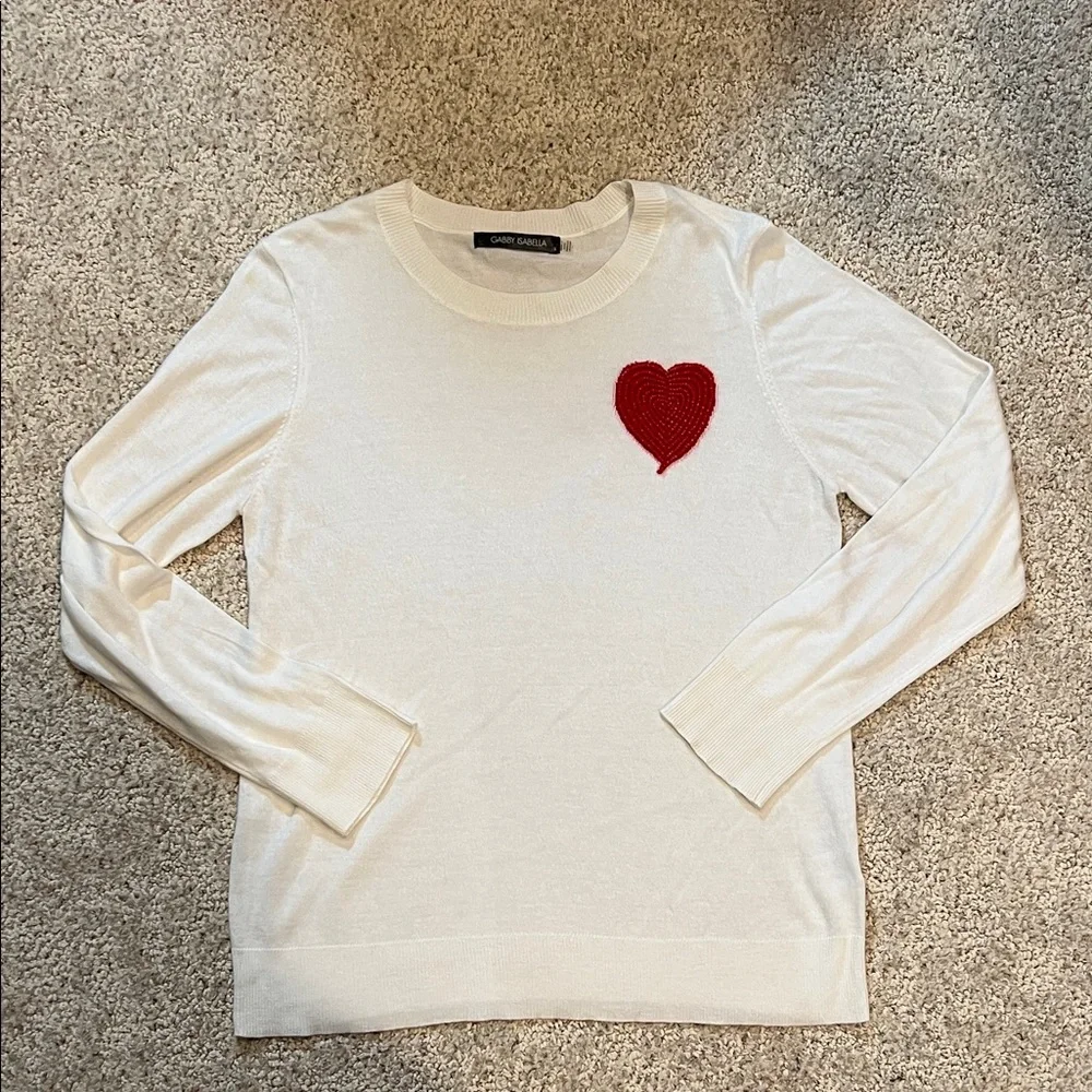 Gabby Isabella Wool Blend Light-Weight Heart Sweater. - Picture 4 of 8